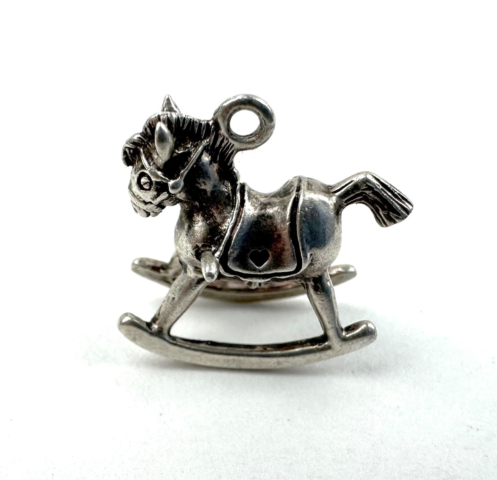 .925 Sterling Silver Charm – Tiny Rocking Horse – Tested Very Good Condition