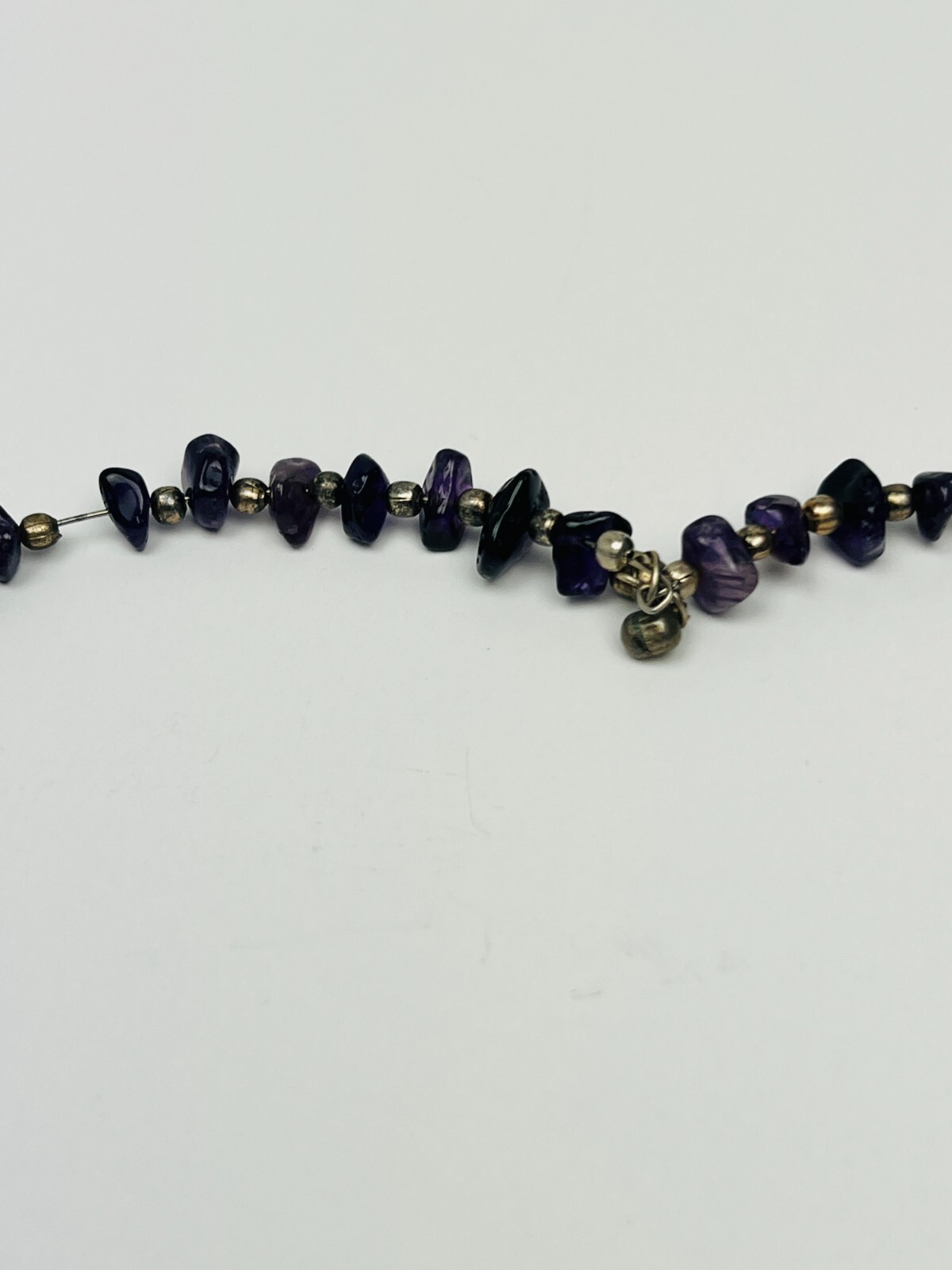 Vintage Amethyst Gemstone Beaded Wired Cluster Necklace Choker