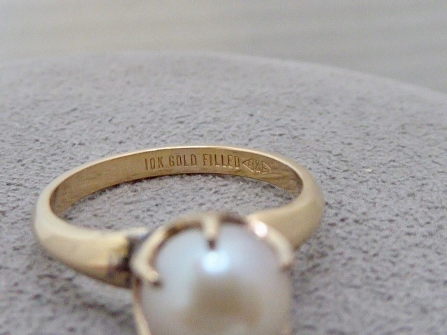70’S NEW OLD STOCK 10K YELLOW GOLD FILLED AKOYA CULTURED PEARL RING SIZE 5