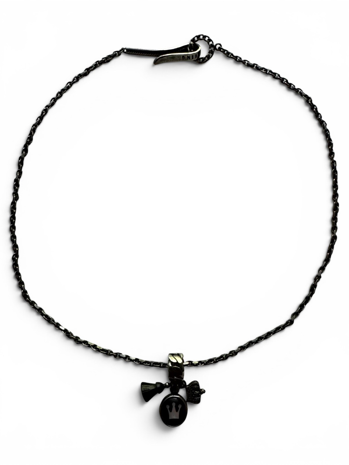 Diesel For Successful Living 925 Marked Charm Necklace Crown Pendant Y2K Mens