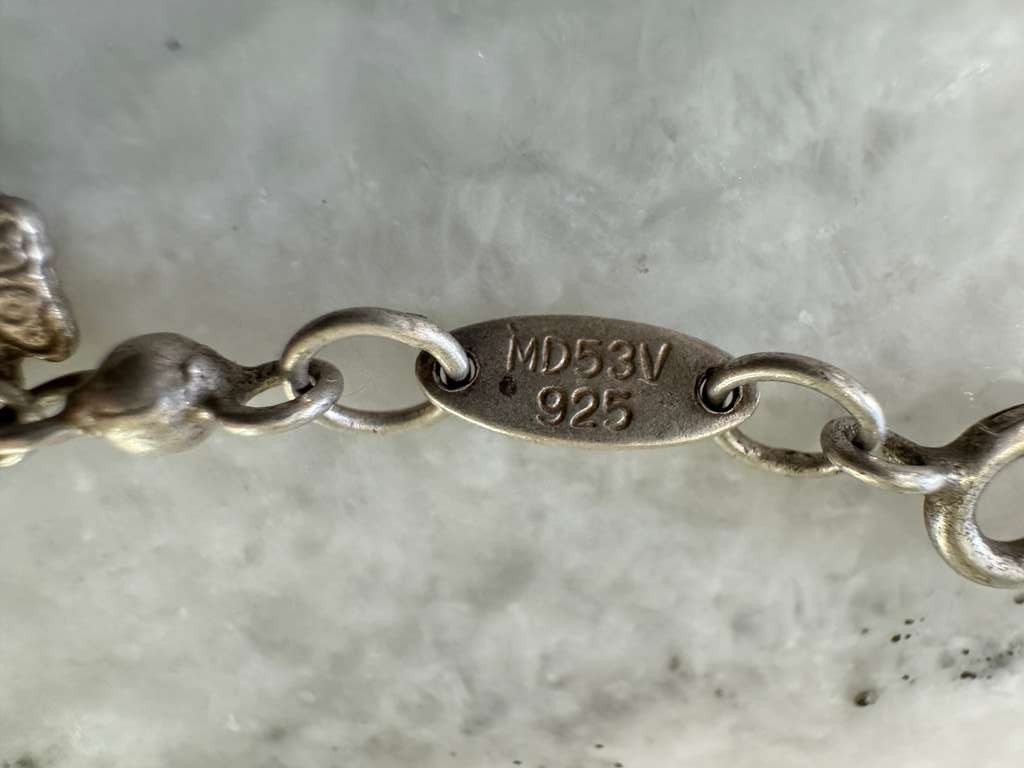 Antique Sterling Silver 925 Charm Bracelet Vintage Classic Chain MD53V