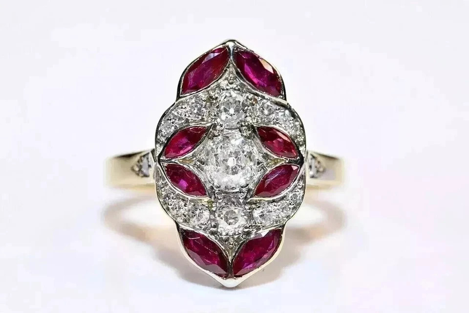 Art Deco Style Round Cut Lab Created Diamond 14K Yellow Gold FN Engagement Ring