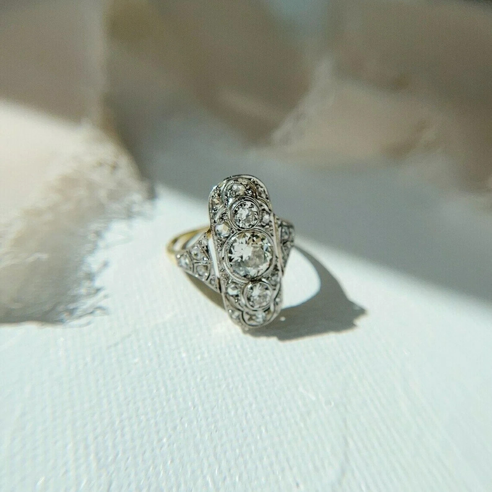 Art Deco Style Round Cut Lab Created Diamond 14K Yellow Gold FN Engagement Ring
