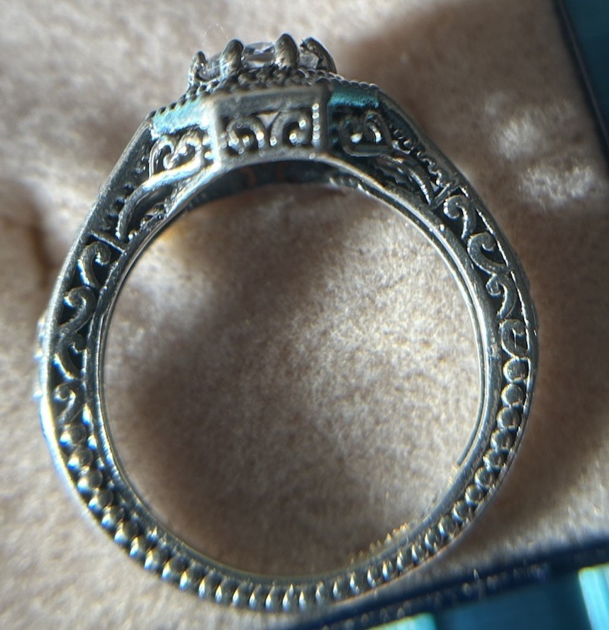 VTG 30s Deco Edwardian Filigree Milgrain Edge 925 SS Ring Sz 7.5