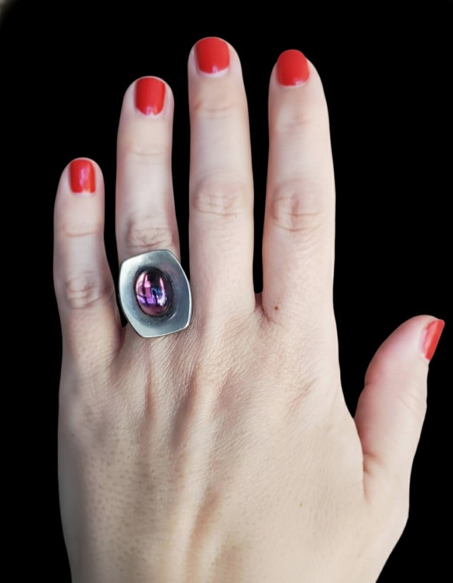 Vintage JORGEN JENSEN MCM Modernist Pewter Ring