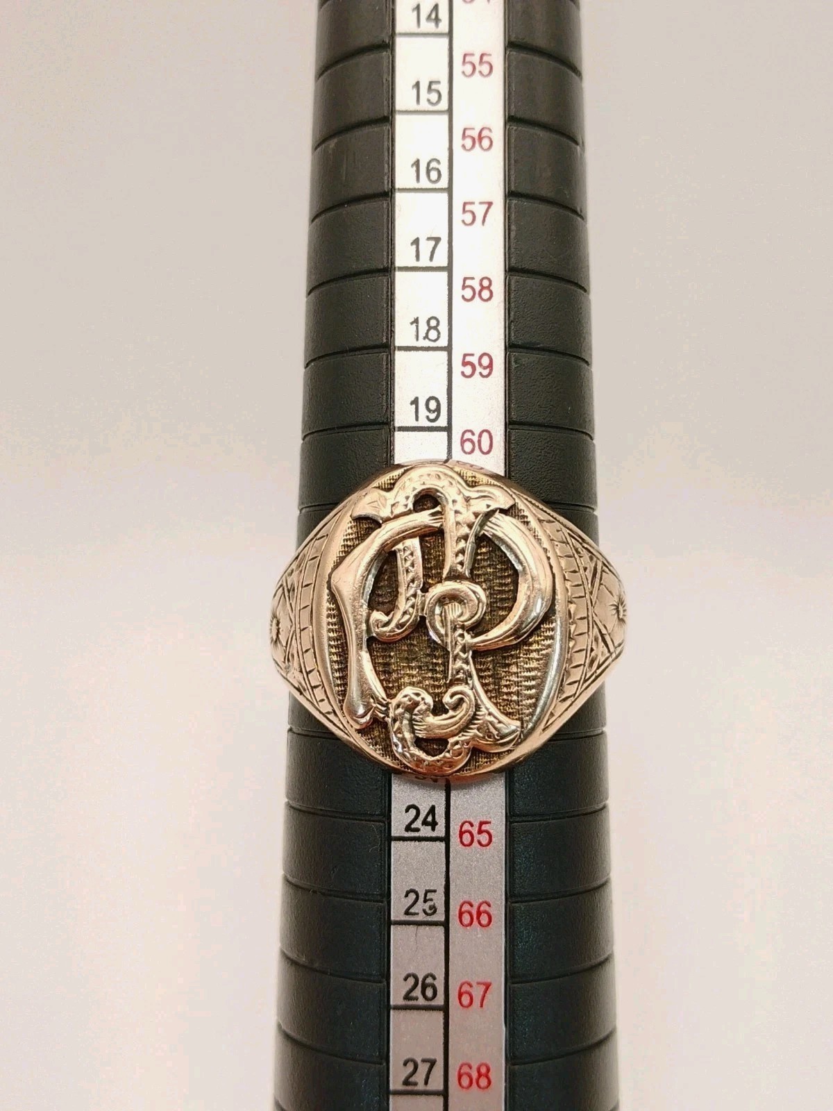 ANTIQUE VICTORIAN 10K Yellow Gold Oval Signet Ring Monogram Size 10