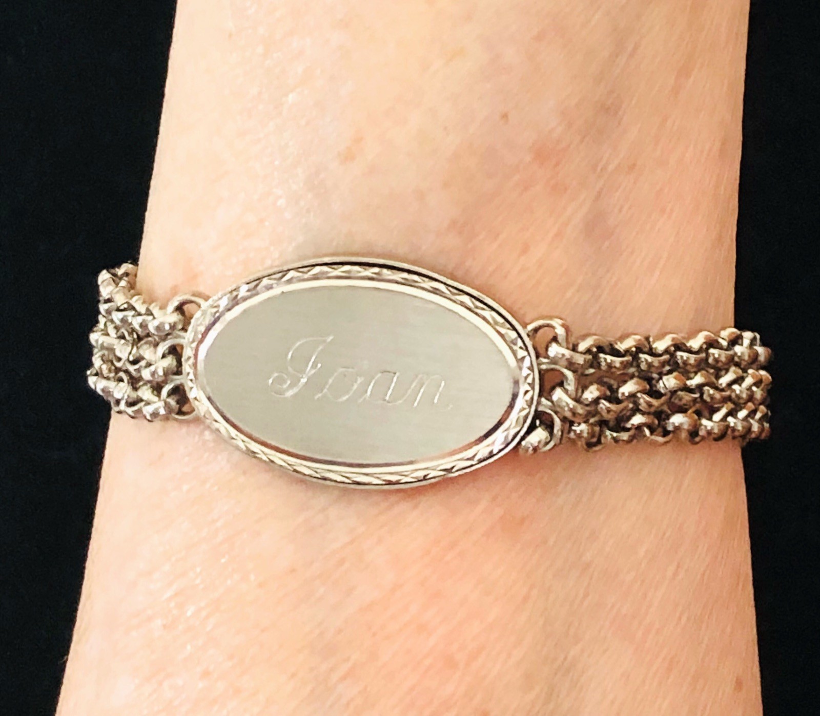 Speidel Joan ID Identity Cursive Name Bracelet Vintage Signed Jewelry Gift 7”