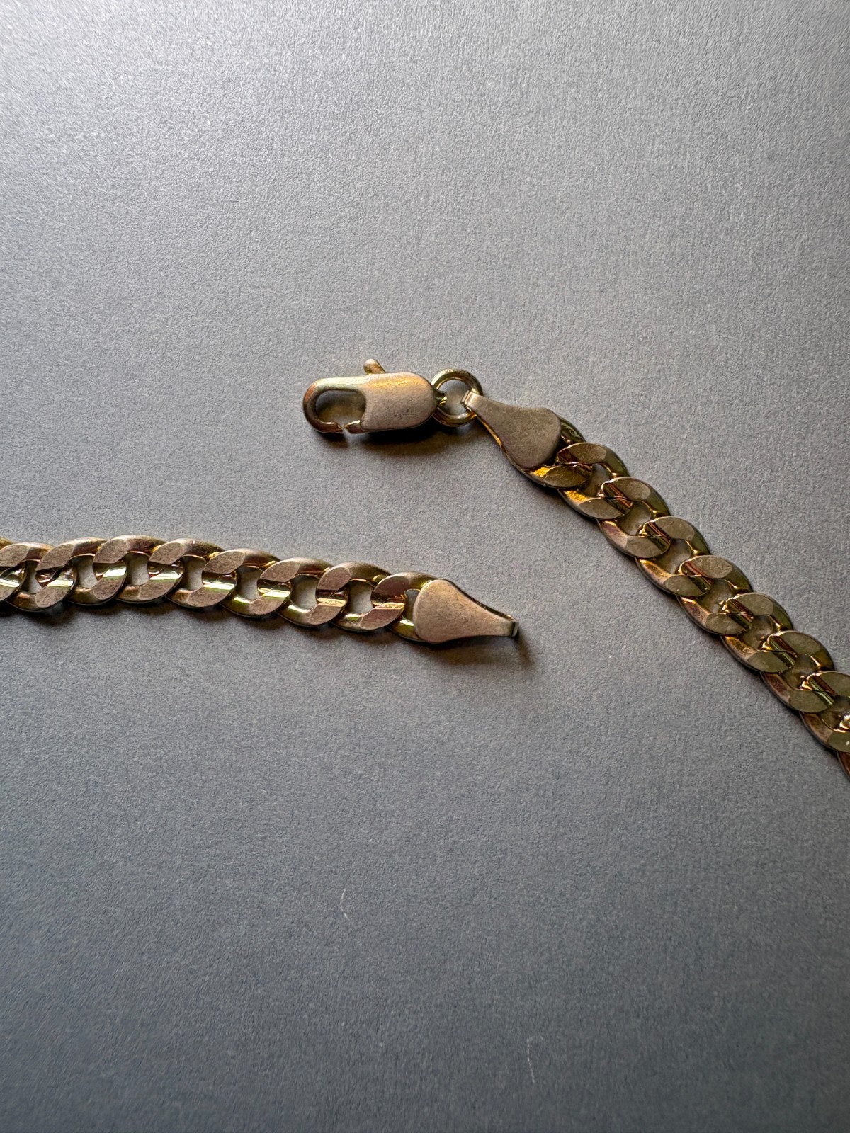 Vintage Curb Link Chain Necklace 23″ Stamped 14K Gold Tone Plated Shows Wear