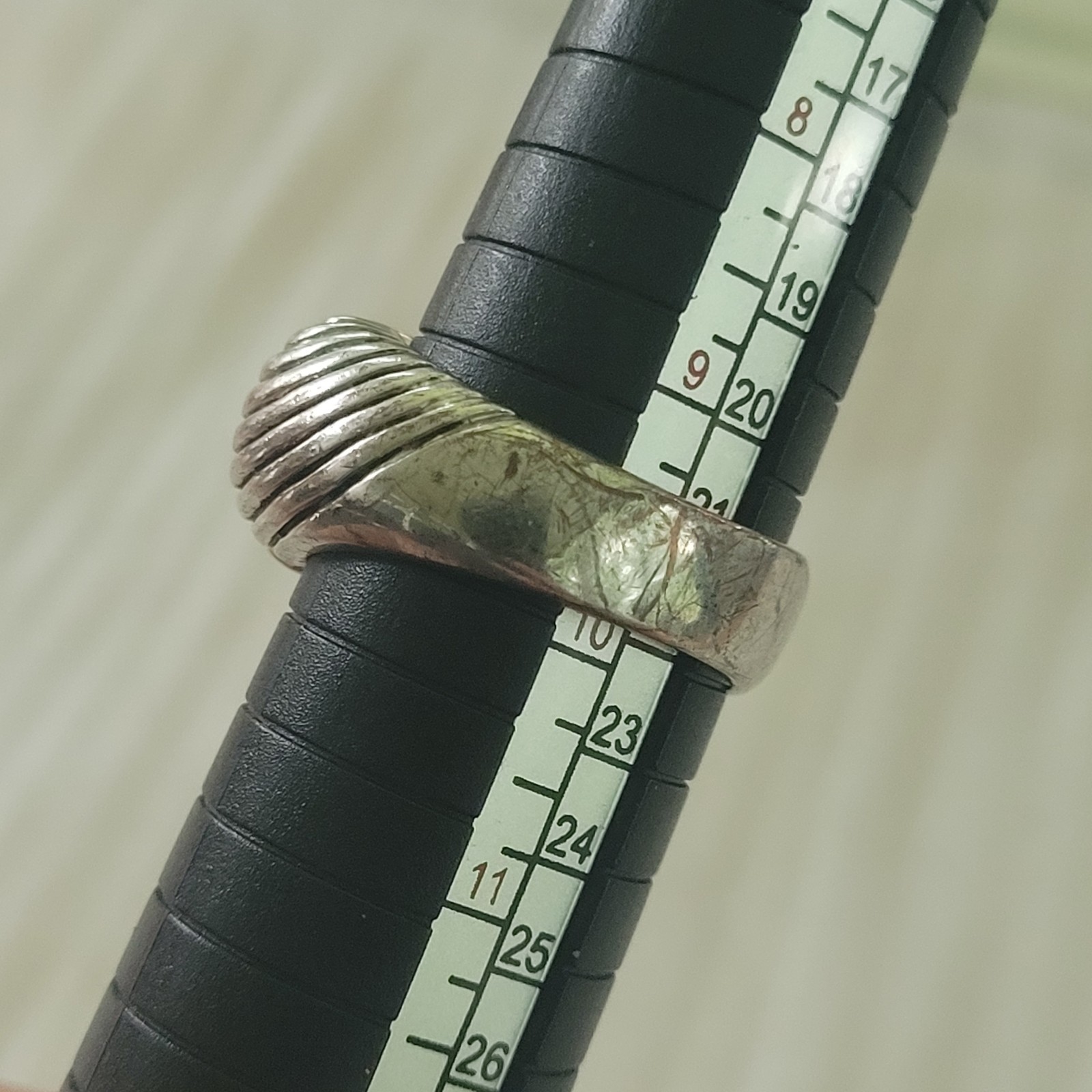 Vintage Two Tone Cable Band Ring 18K GE Pink CZ Size 9.75