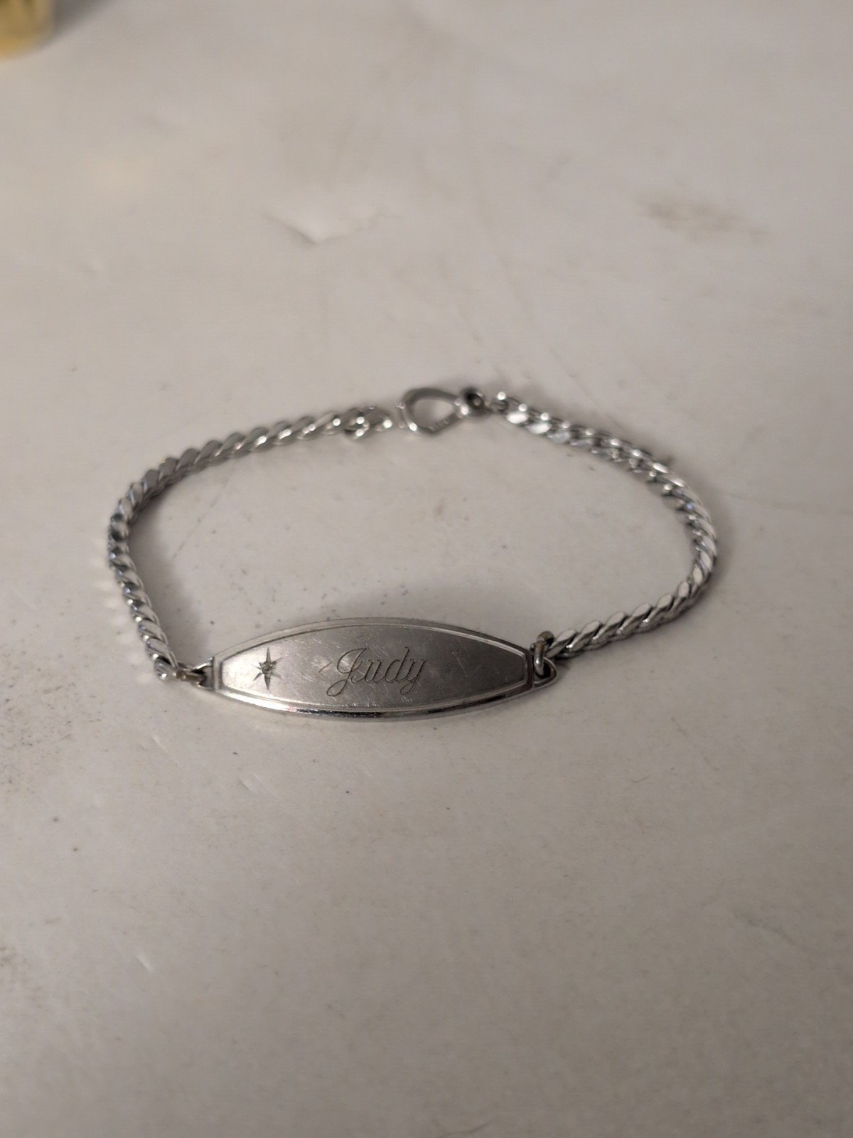 Vintage Speidel Silver Tone ID Name Bracelet Judy