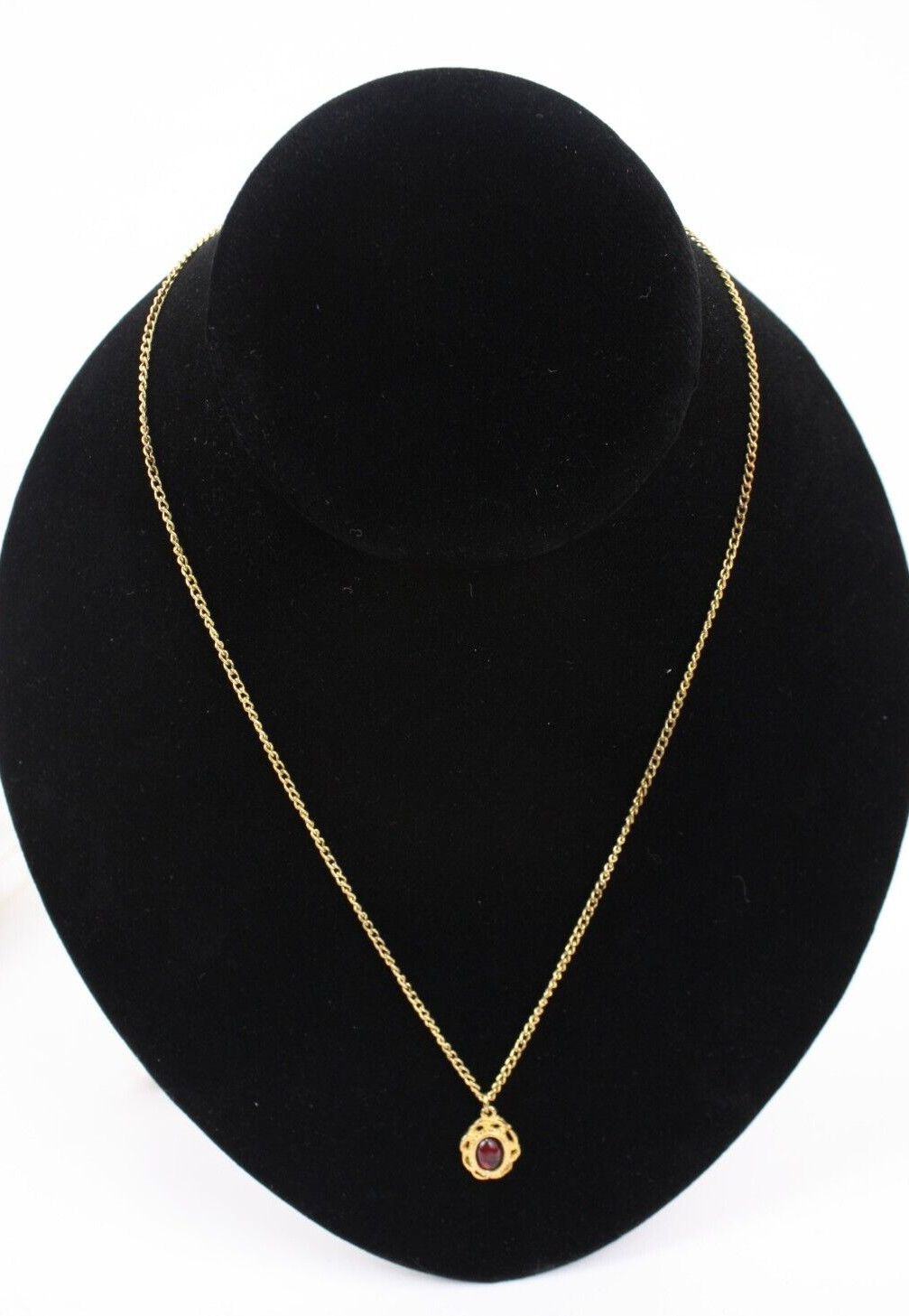 1984 Ronte Beverly Hills 1/2ct Garnet 14k Gold Electroplate Necklace Pendant COA
