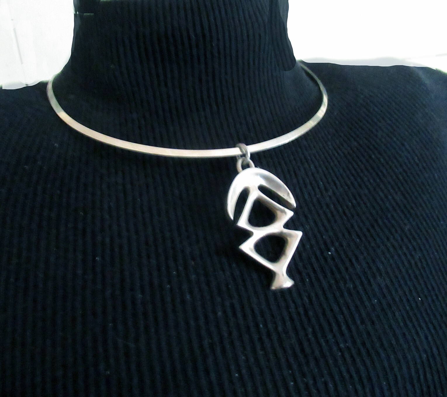 UNIQUE ABSTRACT CAST STERLING PENDANT, 2 1/4 INCHES, by DB