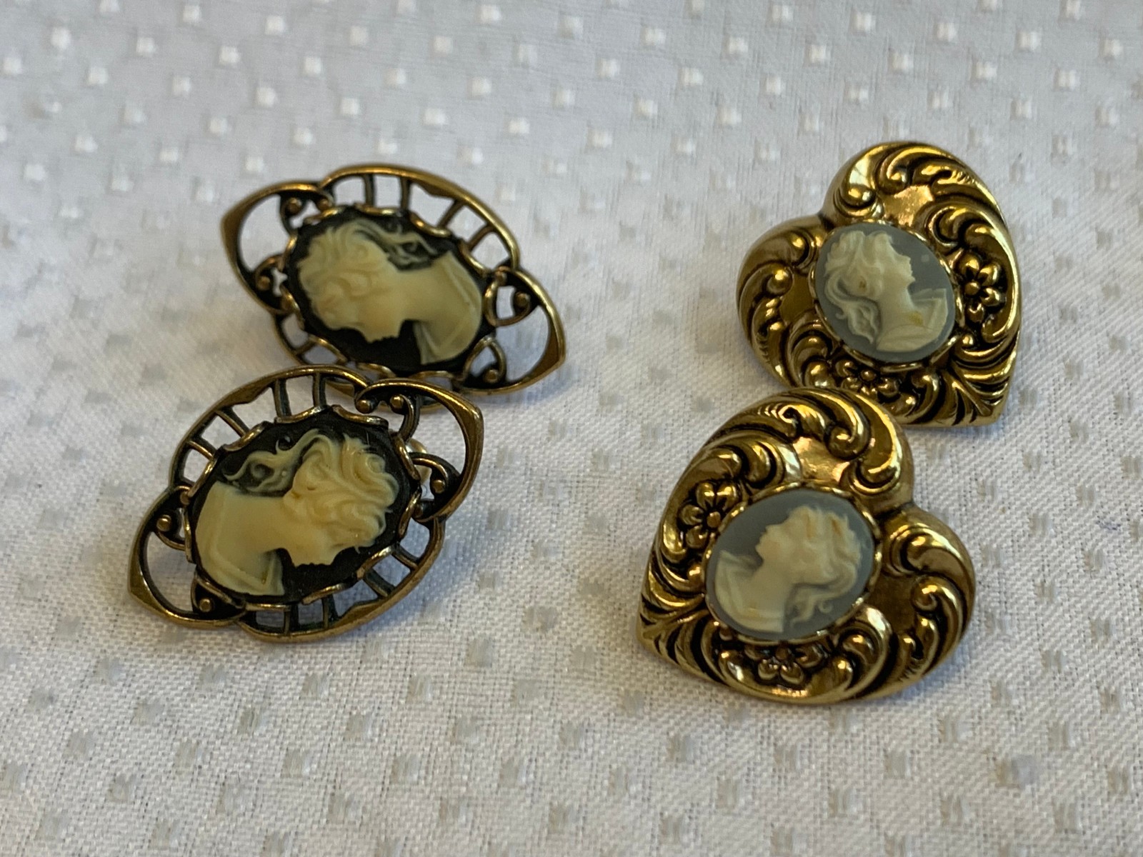 Vintage Cameo Jewelry Lot Lockets Choker Earrings Necklaces Brooches Pins