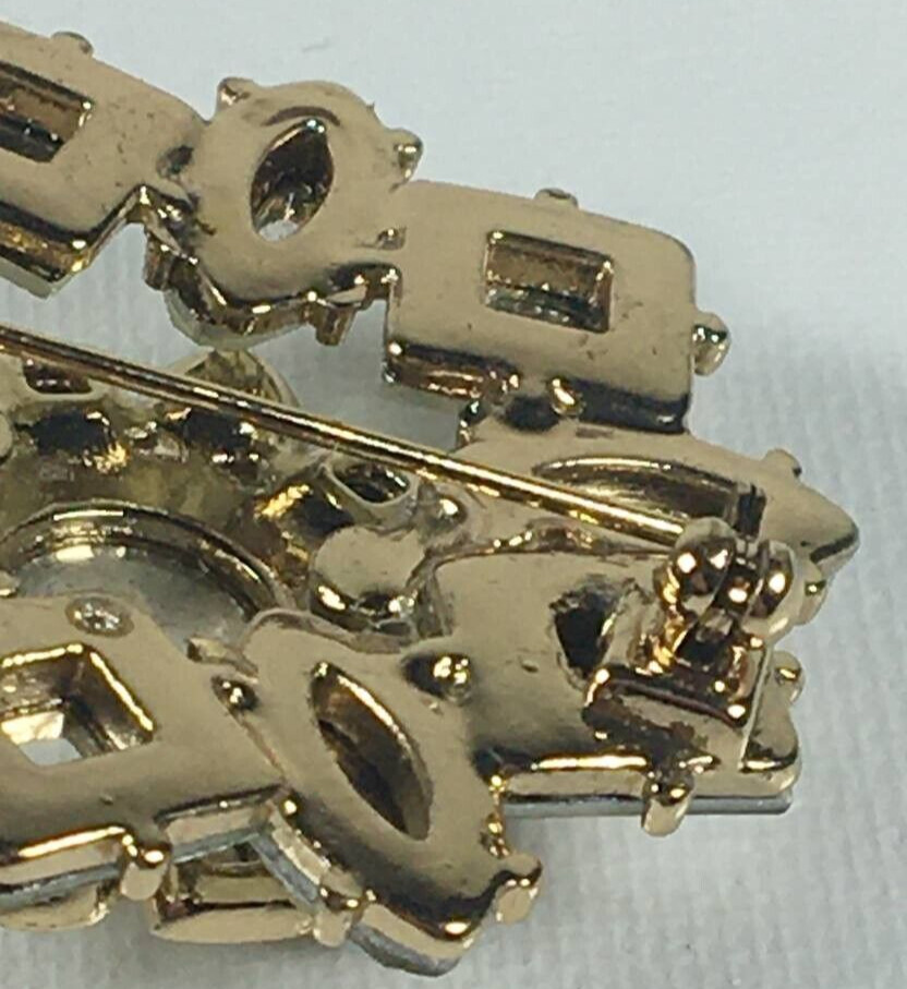 Vintage Metal Stars Shape & Rhinestones Brooch Pin Gold Tone Accessories Jewelry