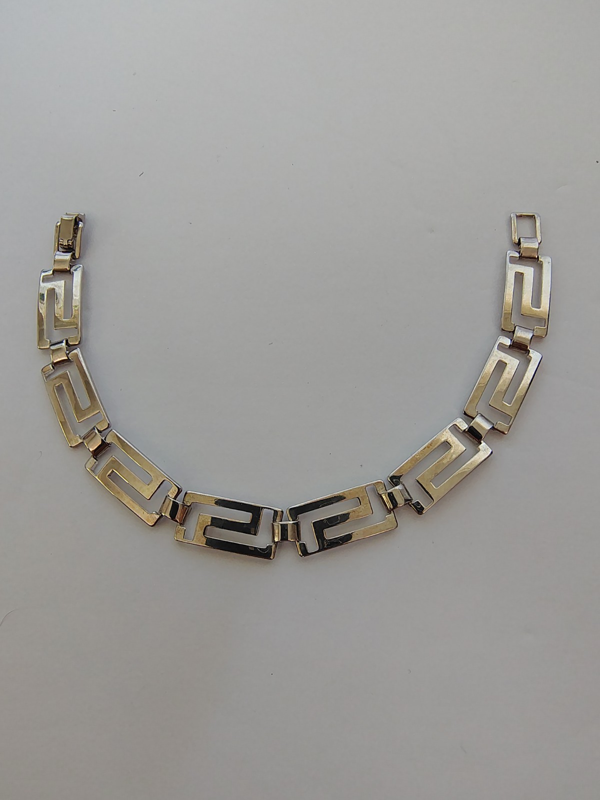 STERLING SILVER GREEK KEY BRACELET 8″ EXCELLENT VINTAGE .925 STAMPED 12 grams