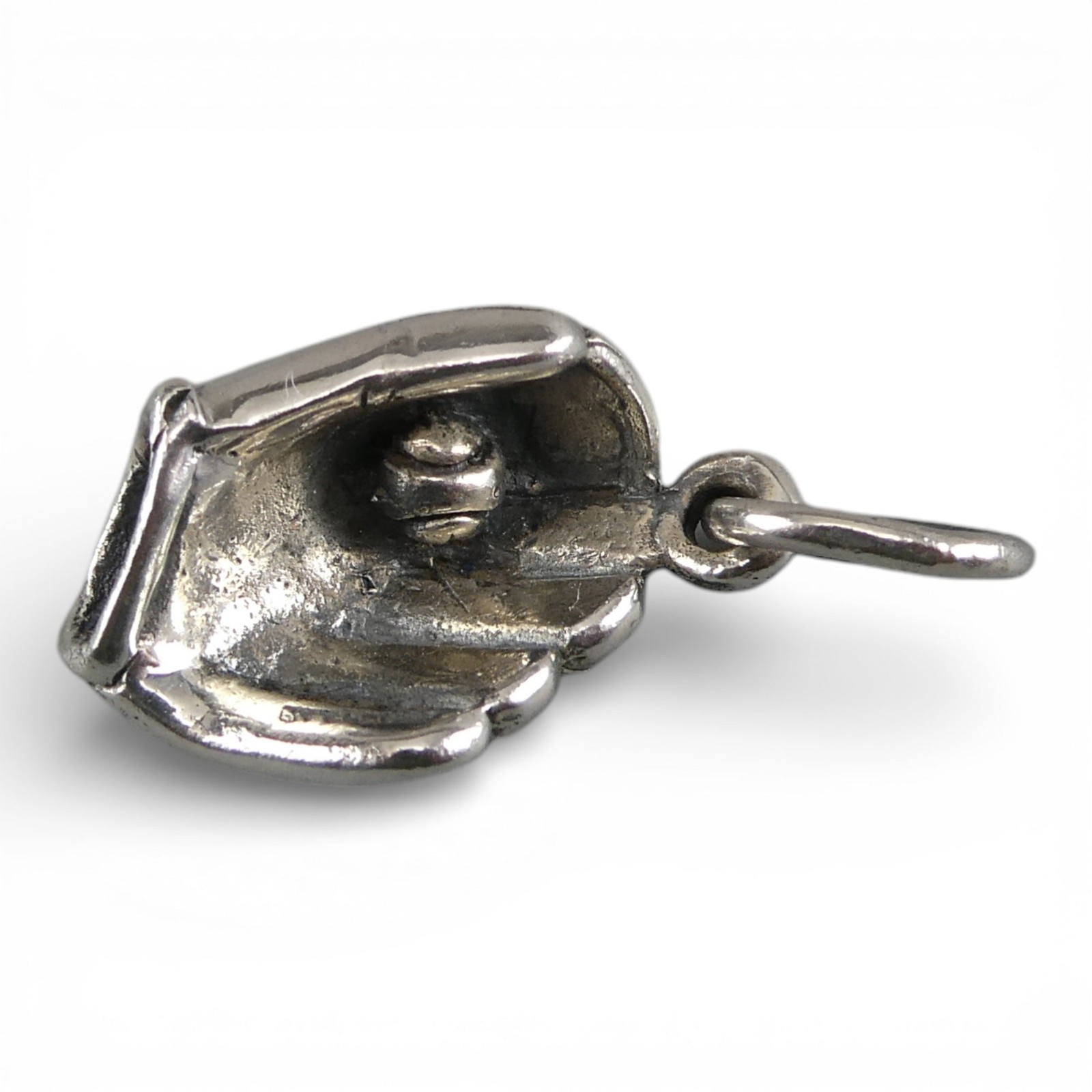 Sterling Silver Baseball Mitt Glove Ball Charm for Bracelet Small Pendant