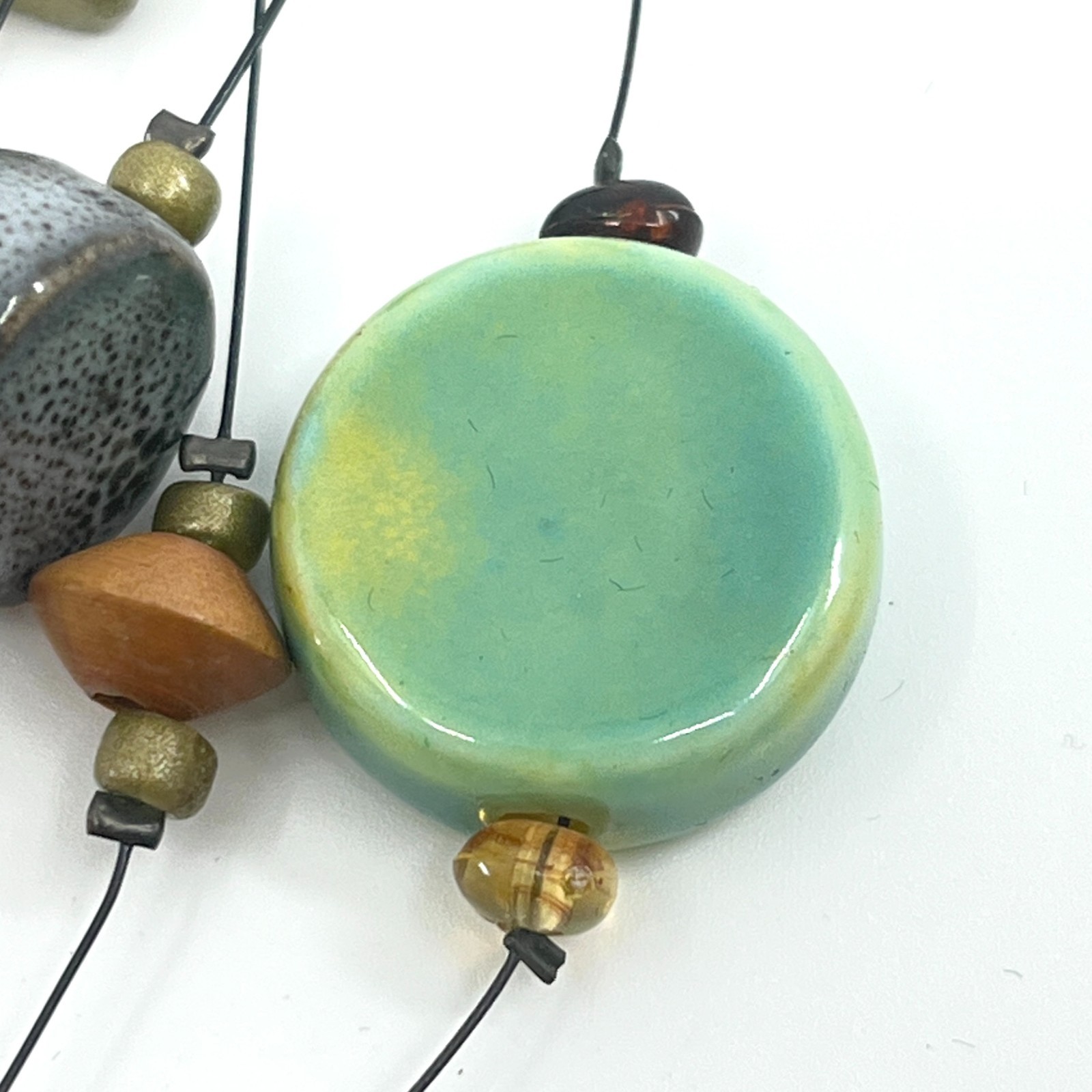 VTG You & I Multi-Strand Earth Tone Beaded Necklace – Artisan Mixed Media Style