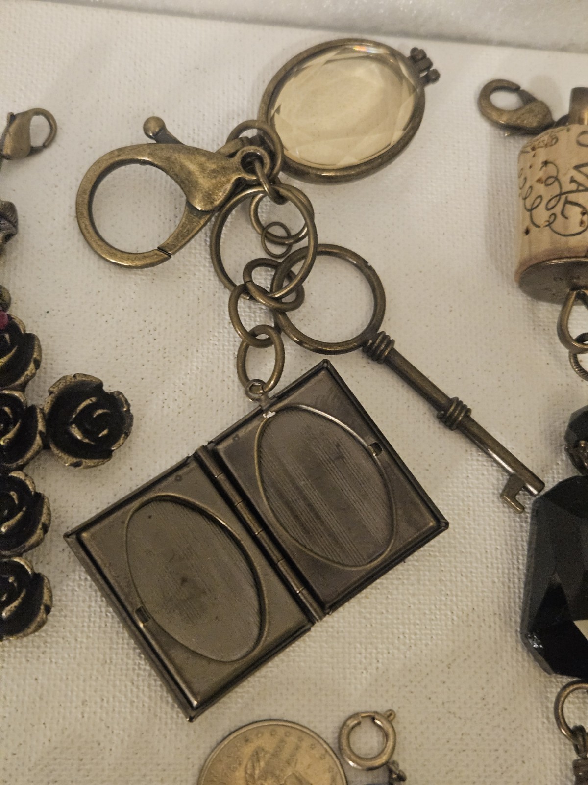 LOT OF 10 PENDANTS WITH LOBSTER HOOK LOCKET TASSELS CHARMS MARKED UNMARKED
