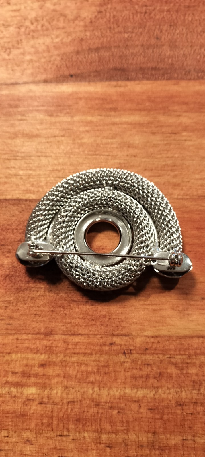 Vintage Silver Tone Mesh Circle Brooch Round Geometric Fashion Pin Jewelry