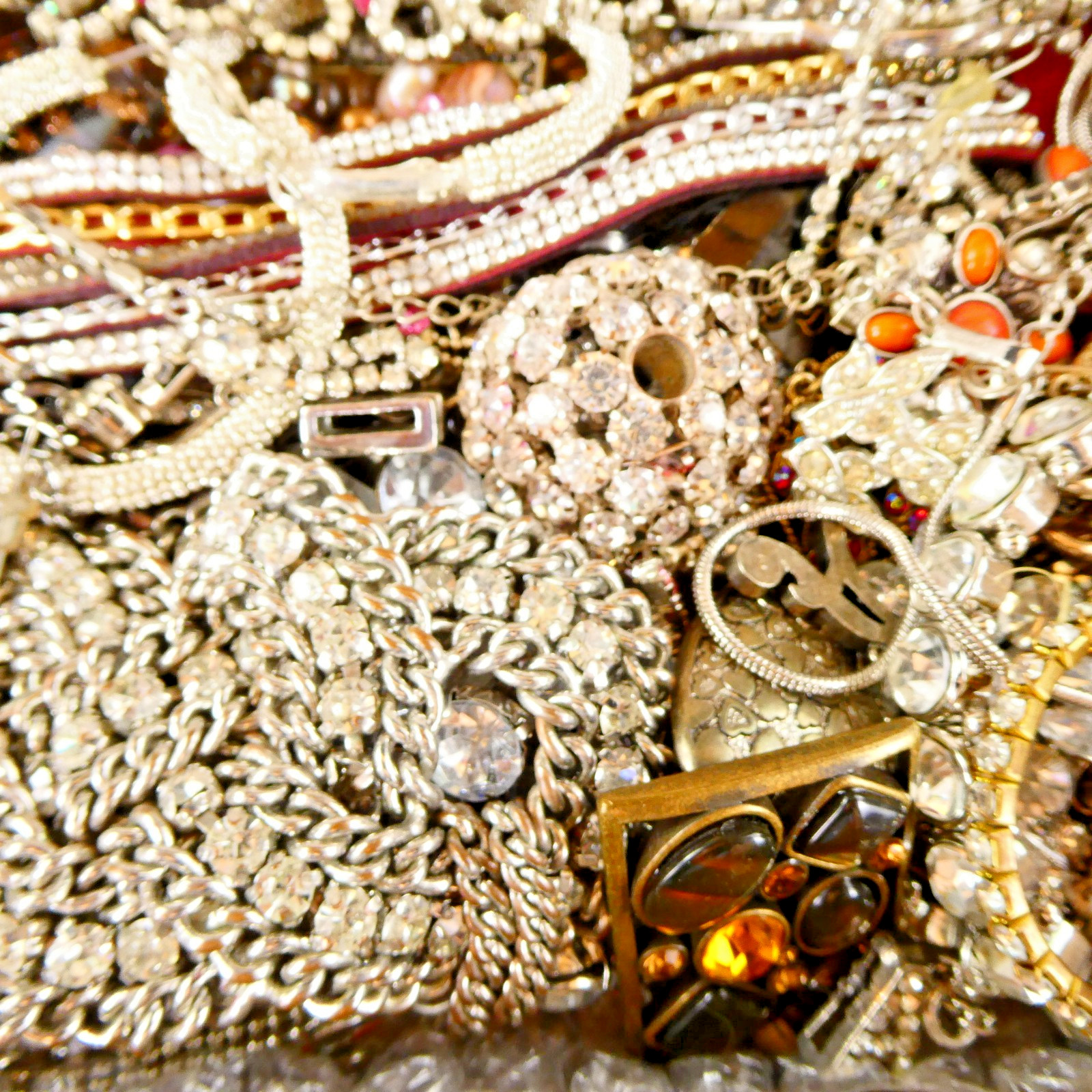 Vintage To MOD ALL RHINESTONE BLING Craft/Junk Jewelry 2.2 lbs Arts Crafts DIY