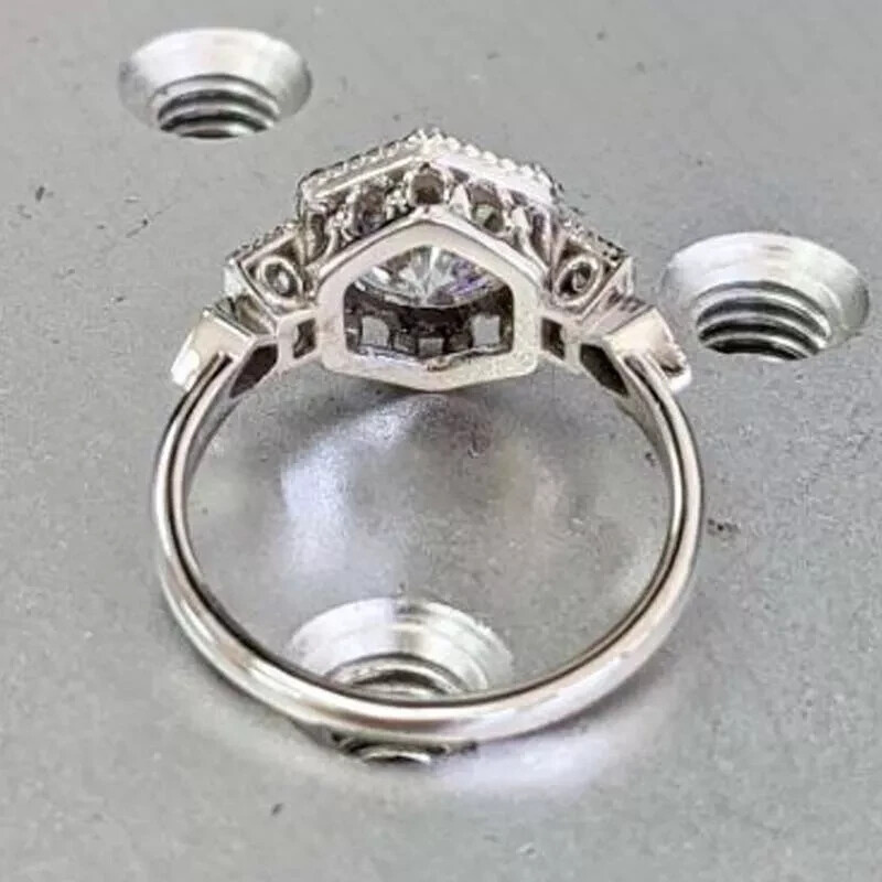 Art Deco Vintage VVS1 Lab Created Diamond 14K White Gold Finish Engagement Ring