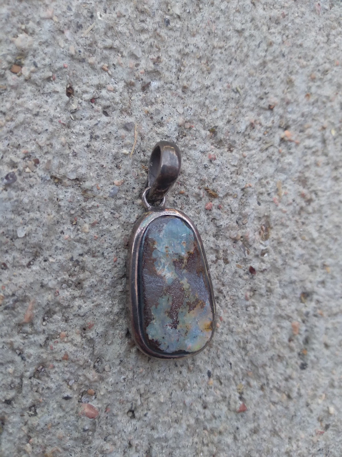 Australian? Boulder Opal Pendant Vintage Sterling Silver 925