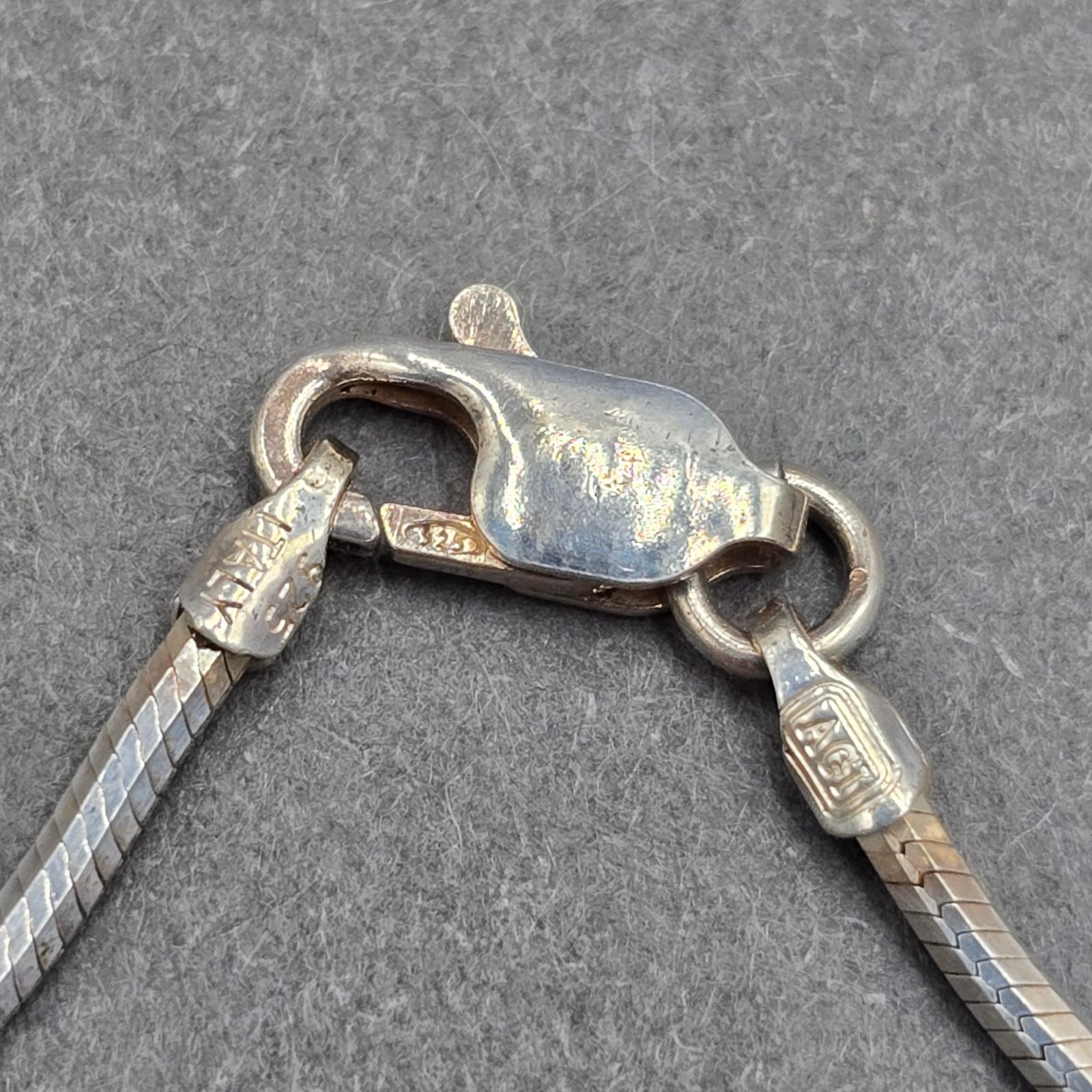Vintage Sterling Silver Snake Chain Necklace 17″ 925 Italy AGI Minimalist Design