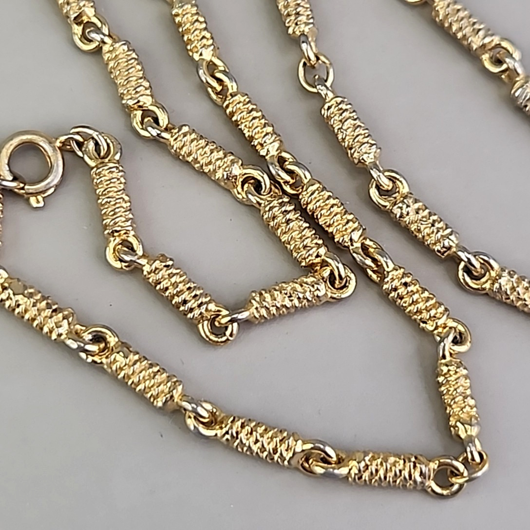 Vintage Bar Link Necklace Textured Gold Tone 18″