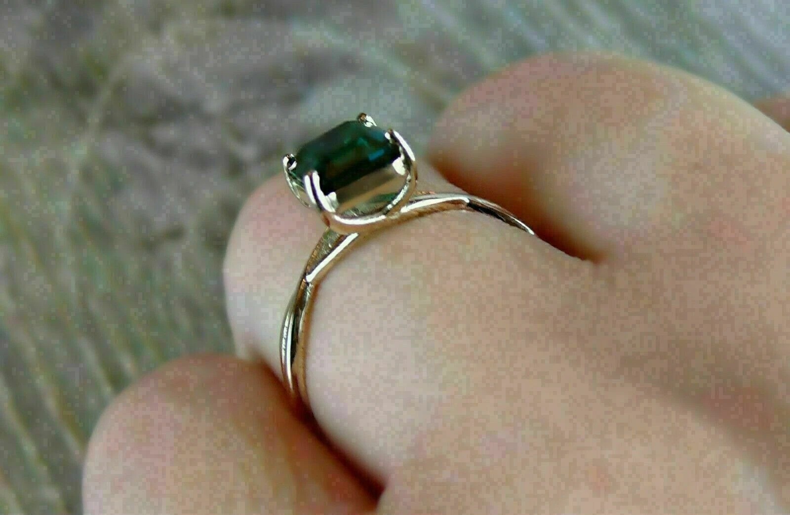 4.5Ct Art Deco Style Green Lab Created Emerald Anniversary 14K Gold Finish Ring