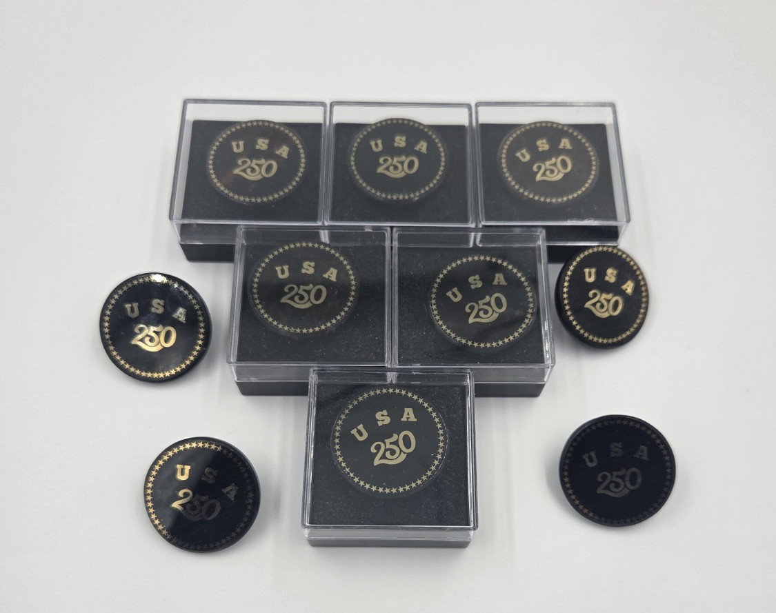 USA 250th Anniversary Obsidian Stone Pin Set OF 5 Badge 1.2″Limited Edition