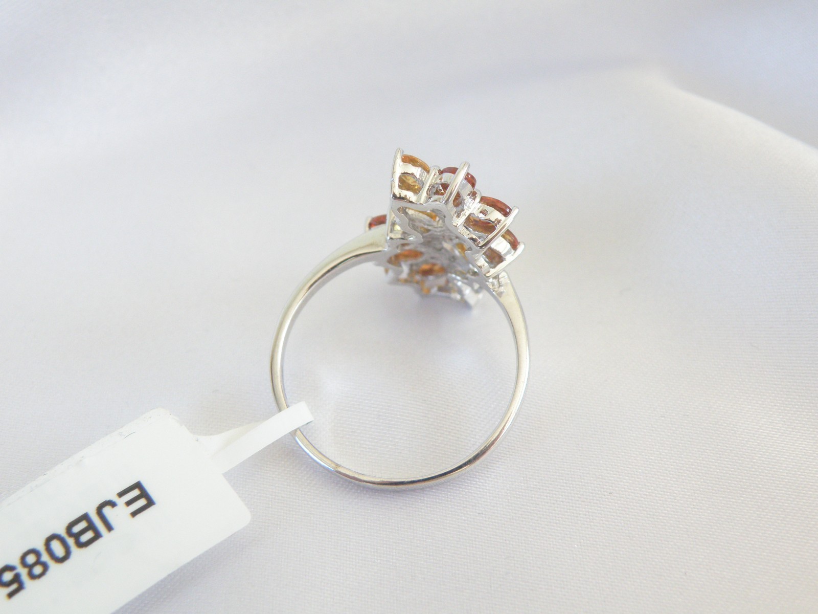 Designer Sterling Silver 925 Natural Mandarin Orange Garnet Ring Size 10