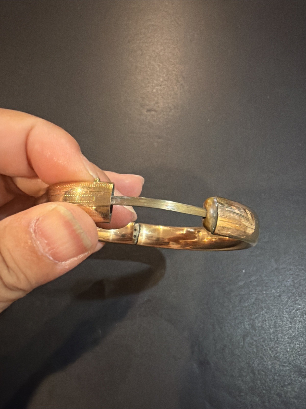 Vintage Gold Filled Engraved Hinged Bangle Bracelet Floral Etched