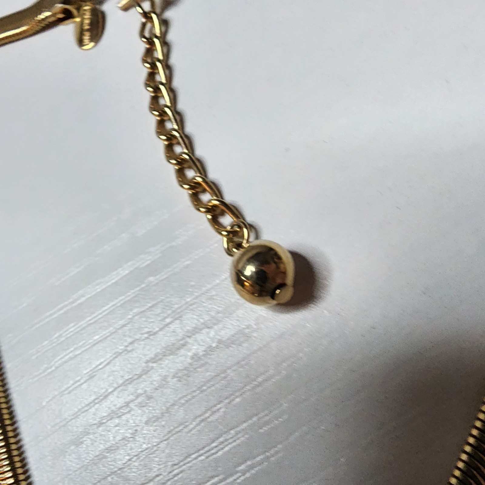 Vintage Signed Park Lane Gold Tone Faux Pearl Serpentine Choker Necklace Snake