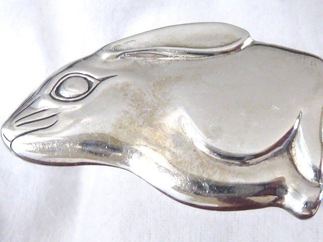 VINTAGE RETRO SIGNED H & H GLV STERLING RABBIT PIN BROOCH 1 1/4″ BY 1 7/8″