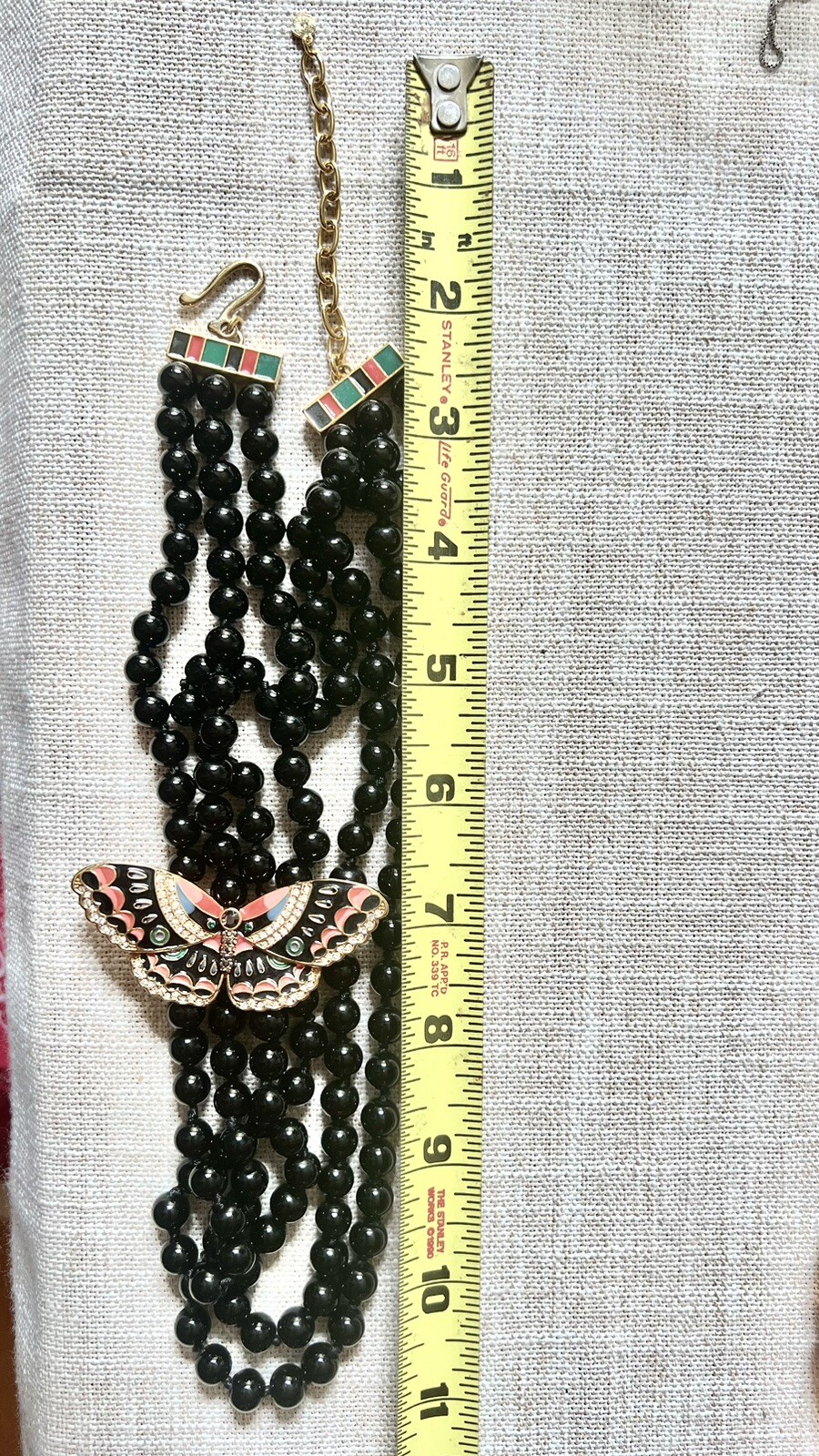 Metropolitan Museum of Art Necklace Butterfly Multi Strand Enamel Rhinestone Vnt