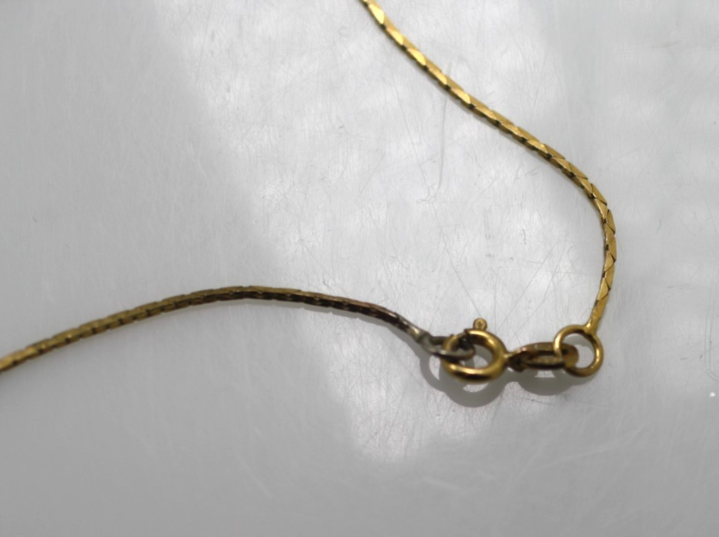 Vintage 835 604 VI silver gold wash clear stones bar pendant chain necklace 16″