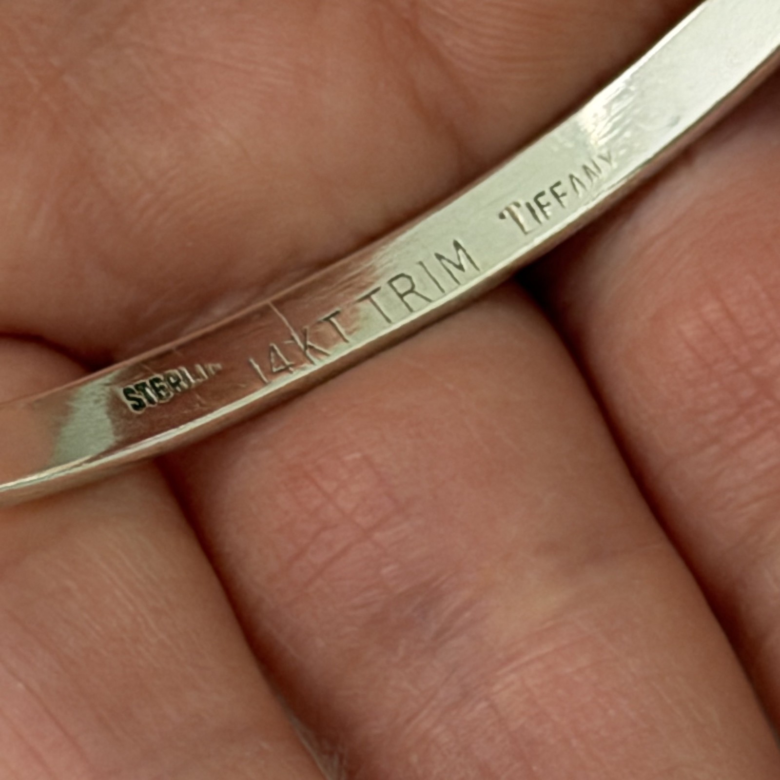 Tiffany & Co. Sterling Silver & 18K Gold Vintage Two Tone Hook Eye Bracelet 6.5″