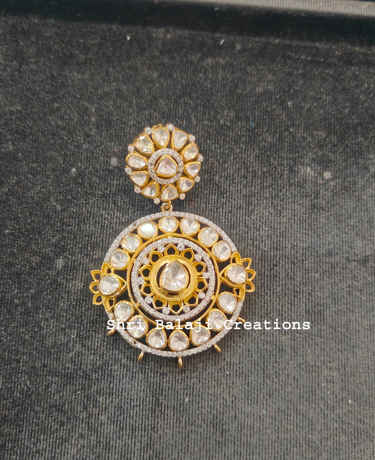 Natural Rosecut Diamond , Monzonite Polki & 925 Sterling Silver Pendant Jewelry