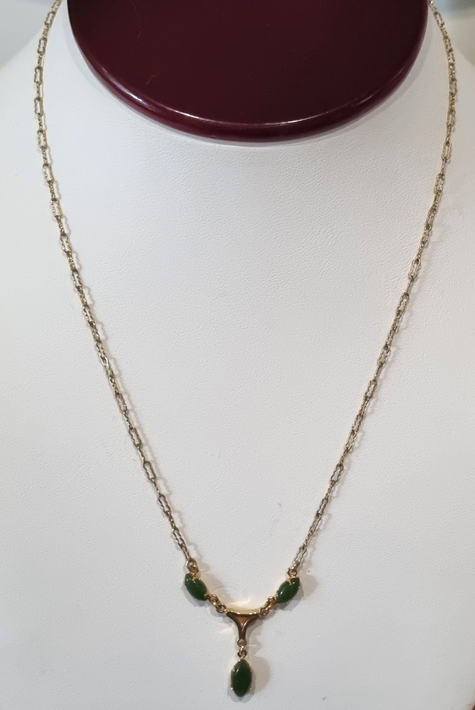 Vintage Rare Collectible c1940s -50s ART 12k gold fill Real Jade Necklace Video