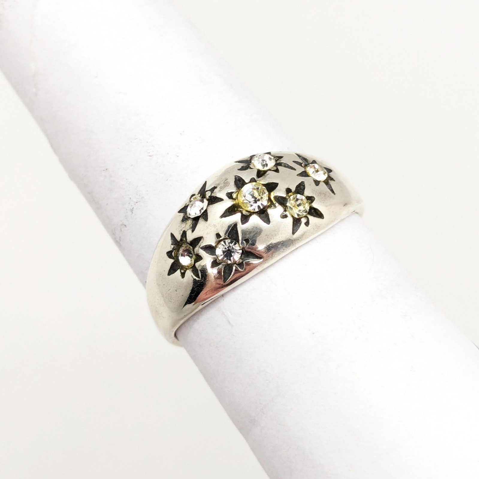 Vintage Elegant RING Silver 925 with Chic Bright Inserts -size: 9US (19mm) | #28
