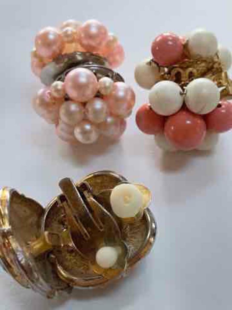 VTG LOT – 3 PAIR CLIP ON EARRINGS – HONG KONG, JAPAN – COSTUME JEWELRY