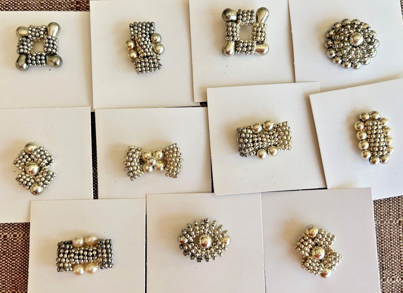 Vintage 1950’s Silver Seed Bead Any Occasion Brooch / Pin (LOT OF 11)