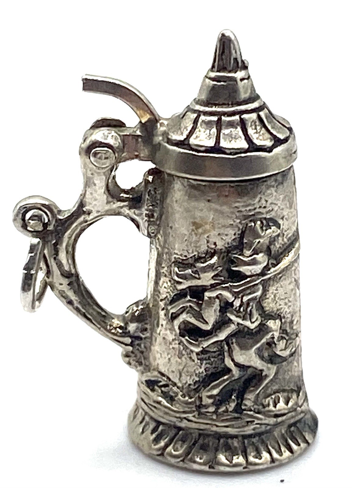 Vintage German Stein Figural Knight on Horse Castle 835 Fine Silver Pendant