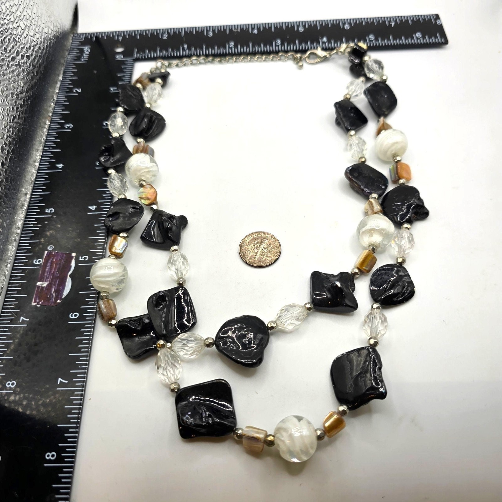 Vintage Necklace Chunky Beaded Statement Double Strand 18″ Layered SKU 2517