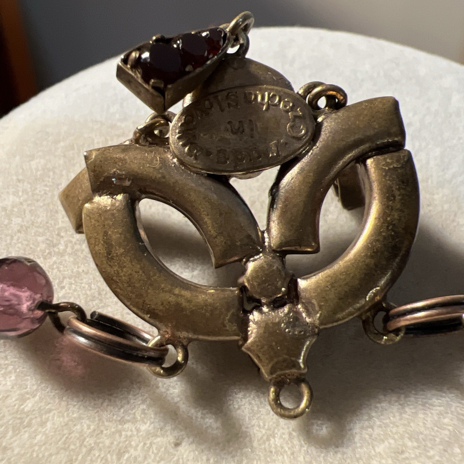 Antique Victorian Bohemian Czech Garnet Amethyst Necklace Signed *AS IS see pics