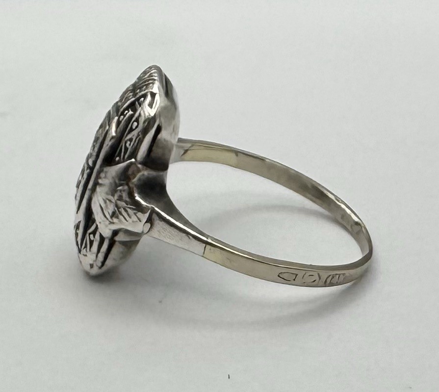 Antique 14k Gold & Sterling Silver Rose Cut Diamond Ring, Size 6