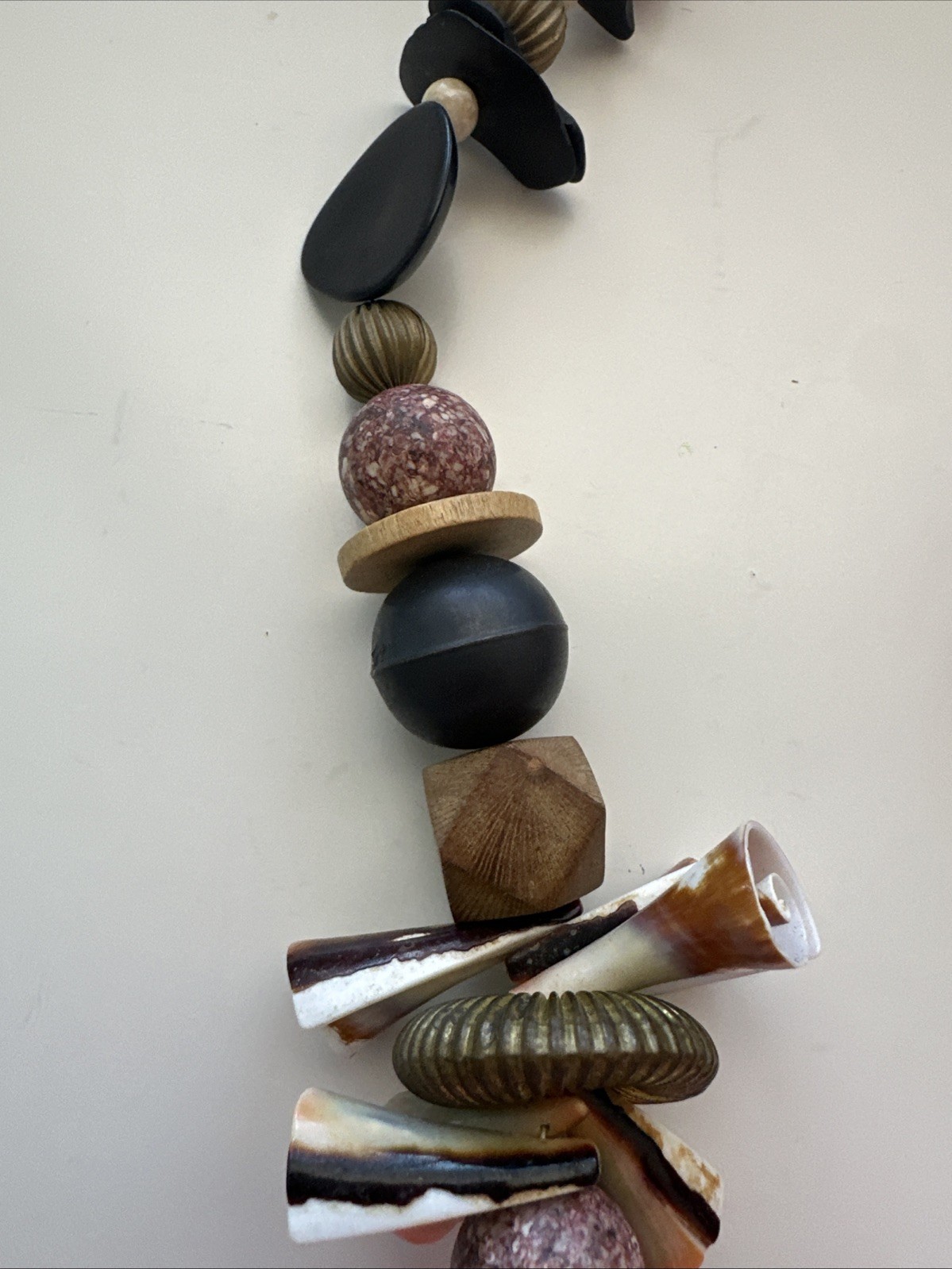 Vtg Polished Horn Fish Pendant Chunky Statement Necklace.See pics.