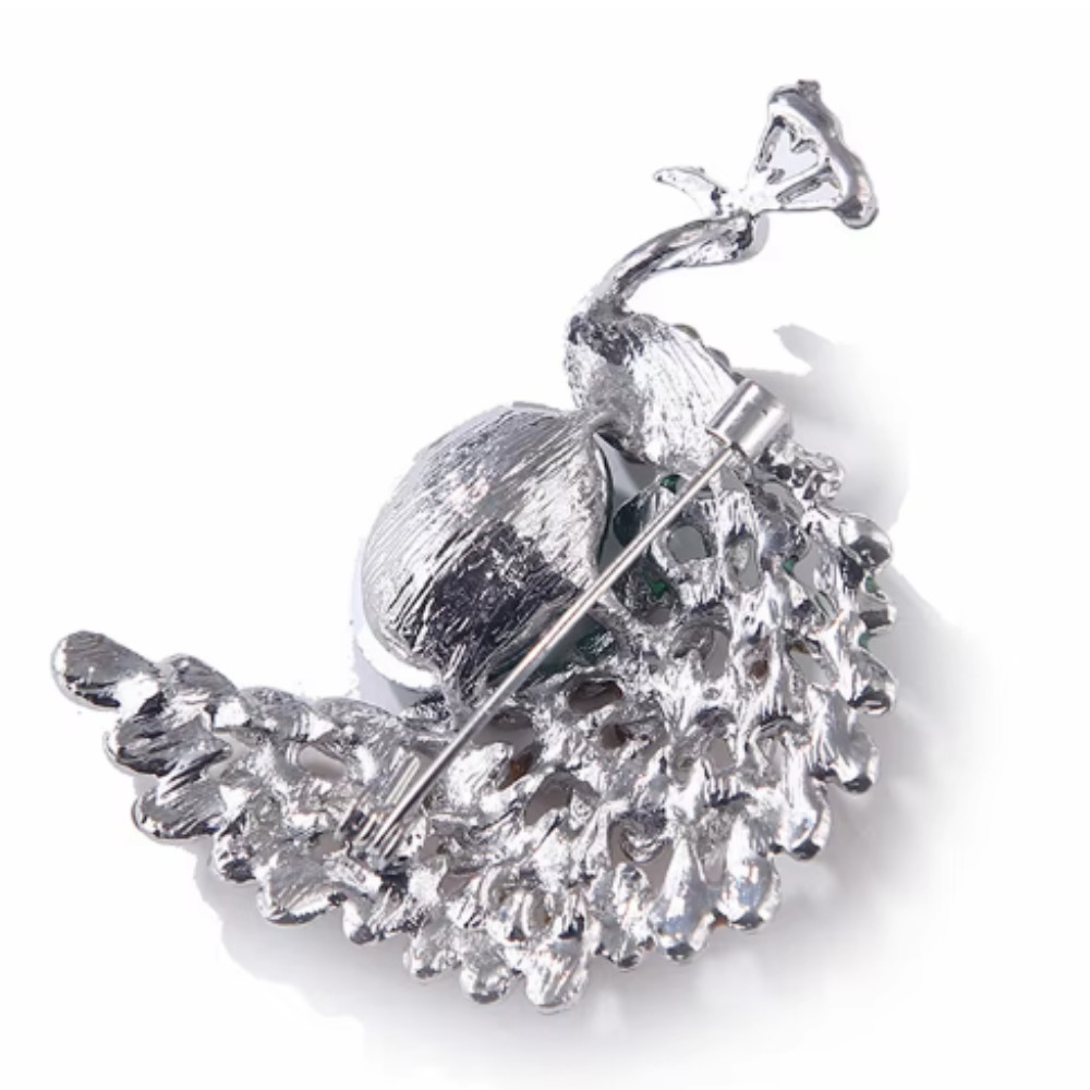 Vintage Style Peacock Bird Rhinestone Crystal Cyan Bird Brooch Pin Pendant Gift
