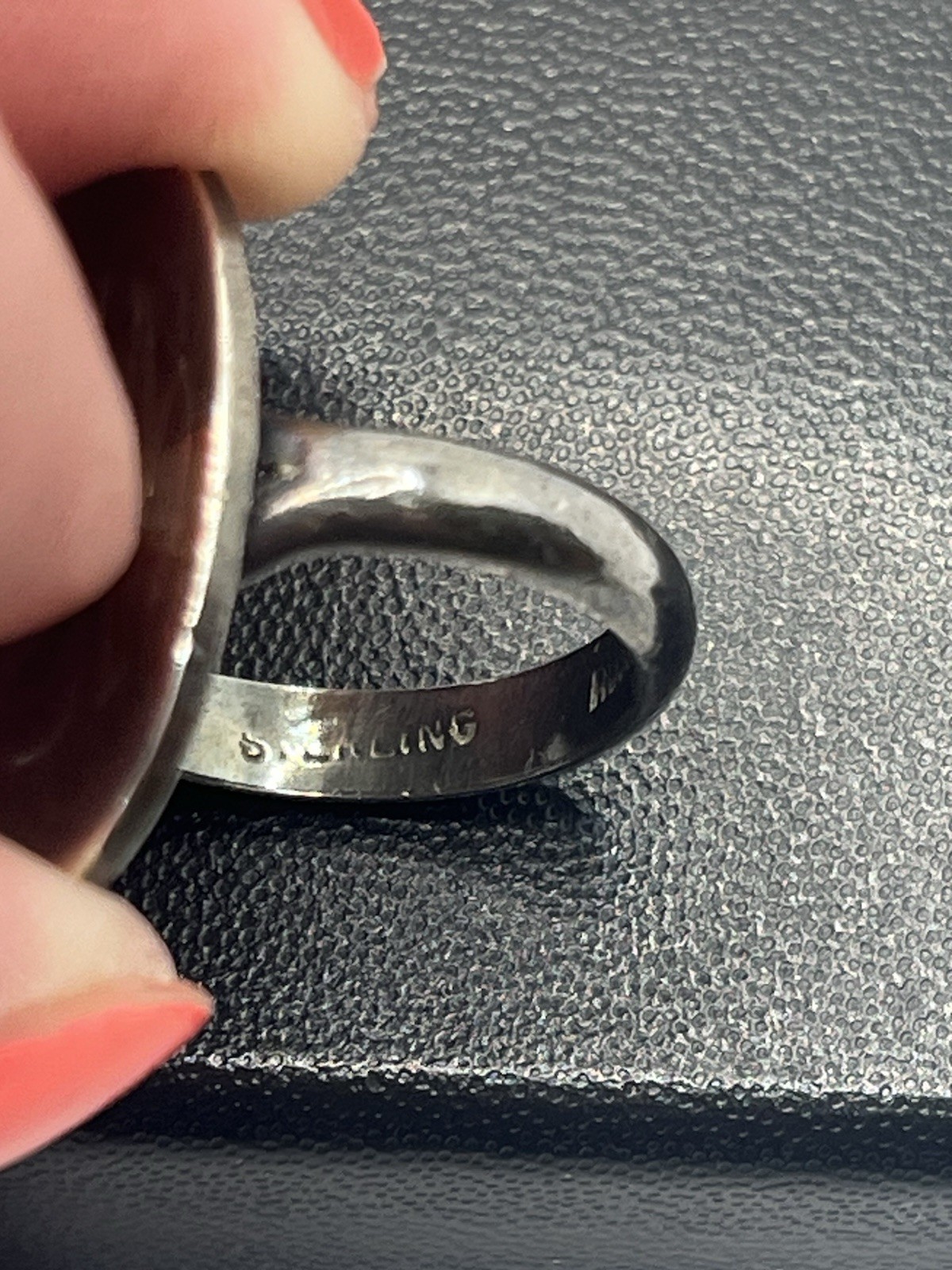 Sterling silver monogrammed signet oval ring size 5 vintage