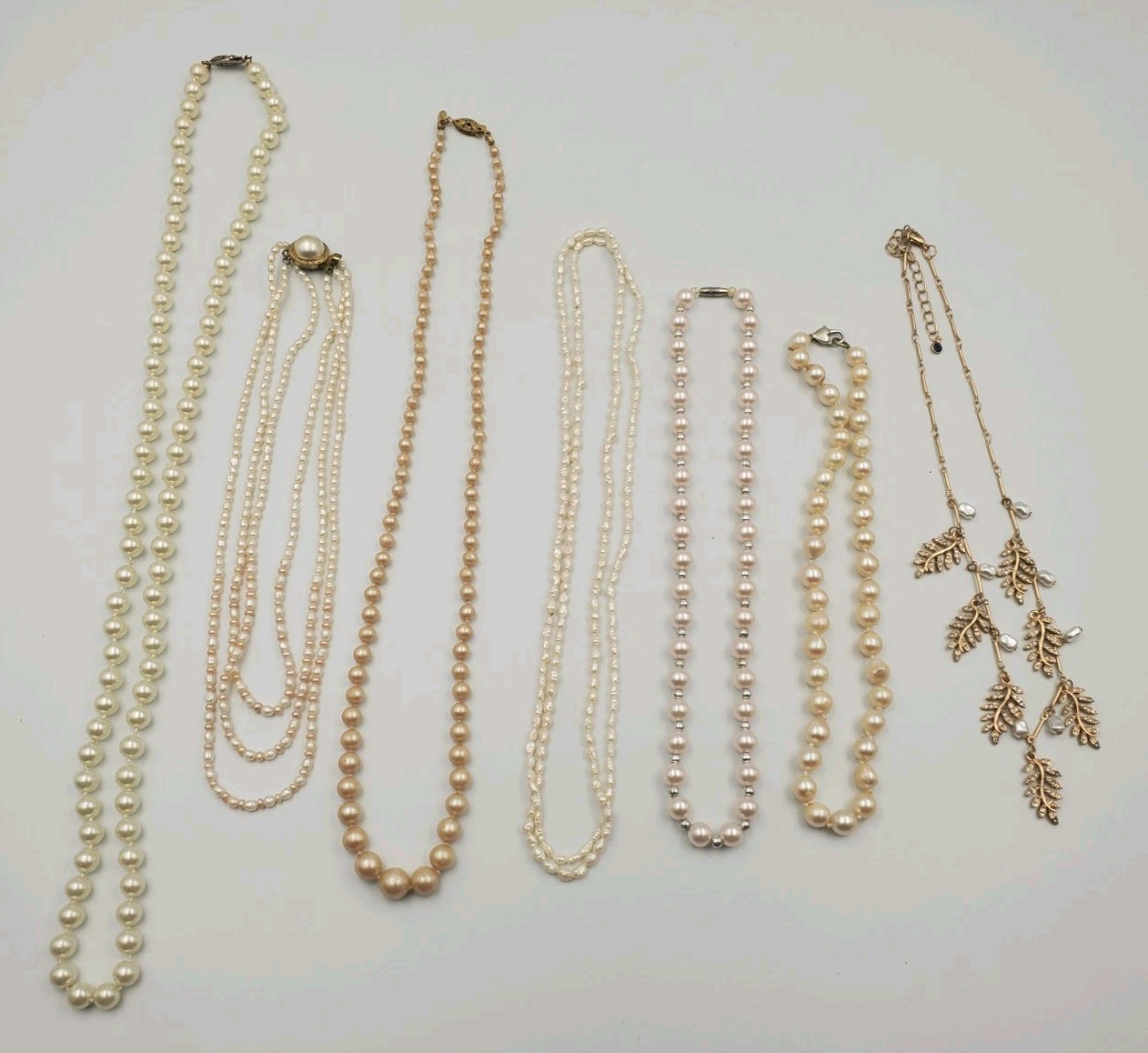 Lot Of 7 Necklaces Faux And Real Pearls Estate Jewelry Finds